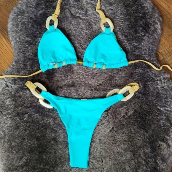 New Blue Sexy Triangle Brazilian Two Piece Swimsuit - Picture 6 of 6